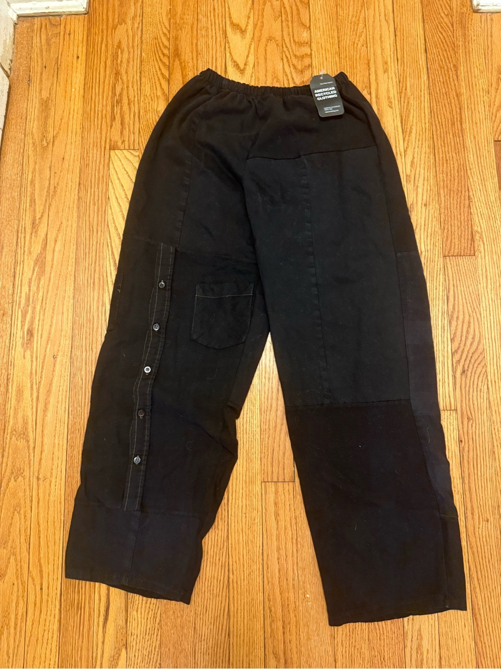 RCYCLD Black Overwashed Patchwork Pants - Elastic Waist